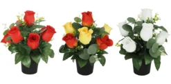 COMPOSITION 7 BOUTONS ROSE H.28CM 3 MODELES