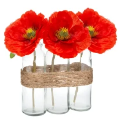 COMPOSITION COQUELICOT TUBE VERRE H.23CM X3