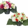 COMPOSITION DAHLIAS ET BOUTONS ROSES H.31CM 2 COULEURS