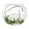 COMPOSITION FLEURS VASE VERRE AVEC VOTIVE H.10CM
