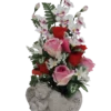COMPOSITION ROSES ORCHIDEES ET FEUILLAGE H.52CM 2 COULEURS