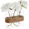 COMPOSITION ROSES TUBE VERRE H.23CM X3