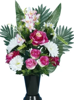 CONE GERBE ROSE GERBERA ORCHIDEE MINI H51CM
