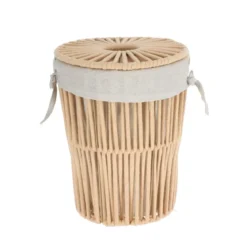 CORBEILLE COUVERCLE FACON CORDE BEIGE 25X32CM