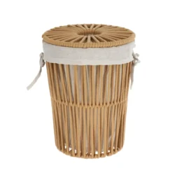 CORBEILLE COUVERCLE FACON CORDE TAUPE 25X32CM