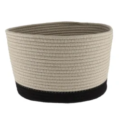 CORBEILLE OVALE GRAND MODELE COTON 32X25CM FICELLE NOIR