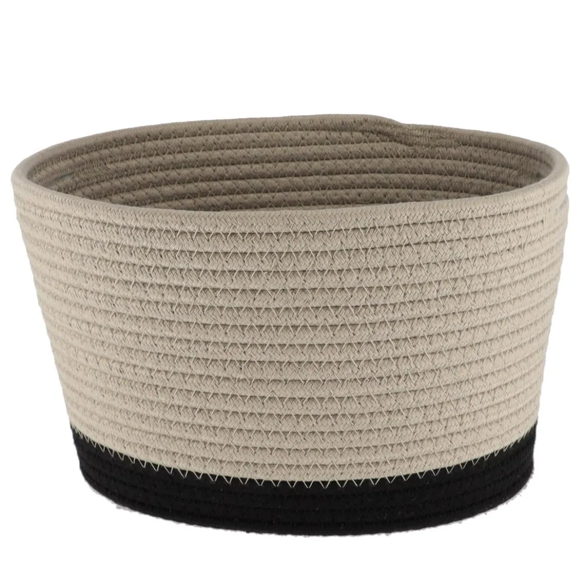 CORBEILLE OVALE MOYEN MODELE COTON 28X22.5CM FICELLE NOIR