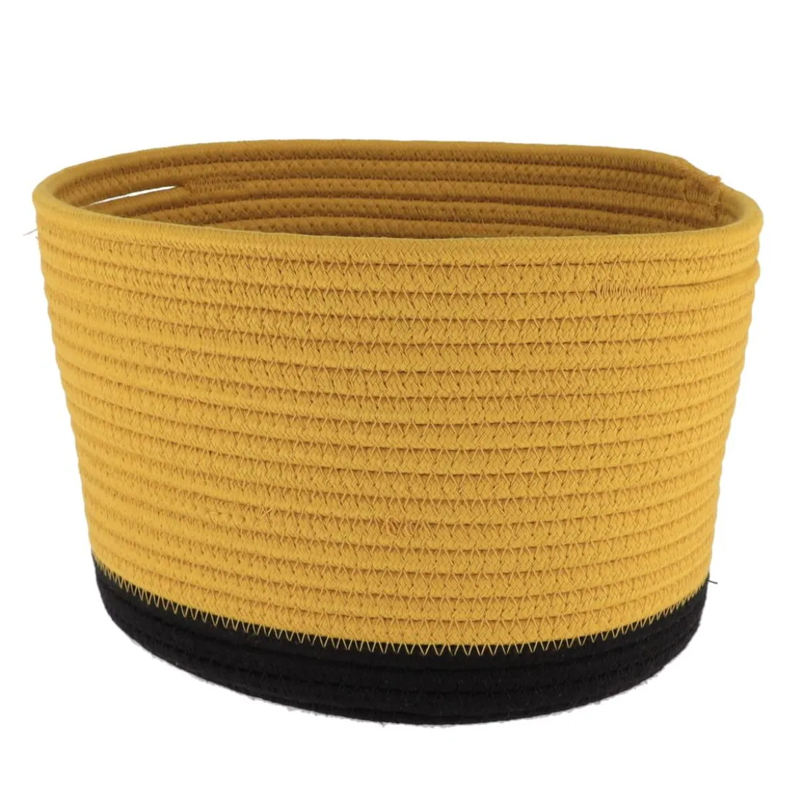 CORBEILLE OVALE MOYEN MODELE COTON 28X22.5CM OCRE NOIR