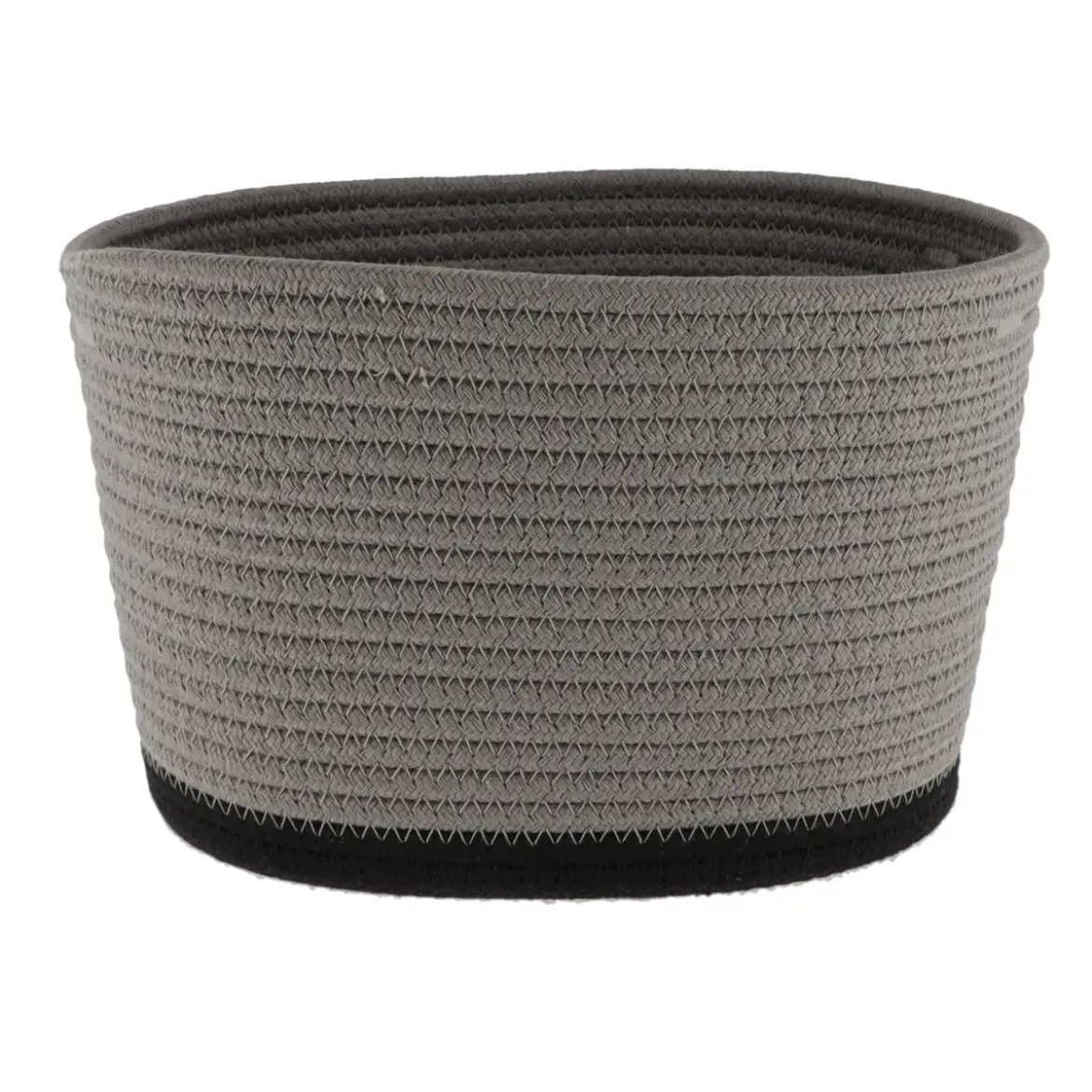 CORBEILLE OVALE PETIT MODELE COTON 25X20CM GRIS NOIR