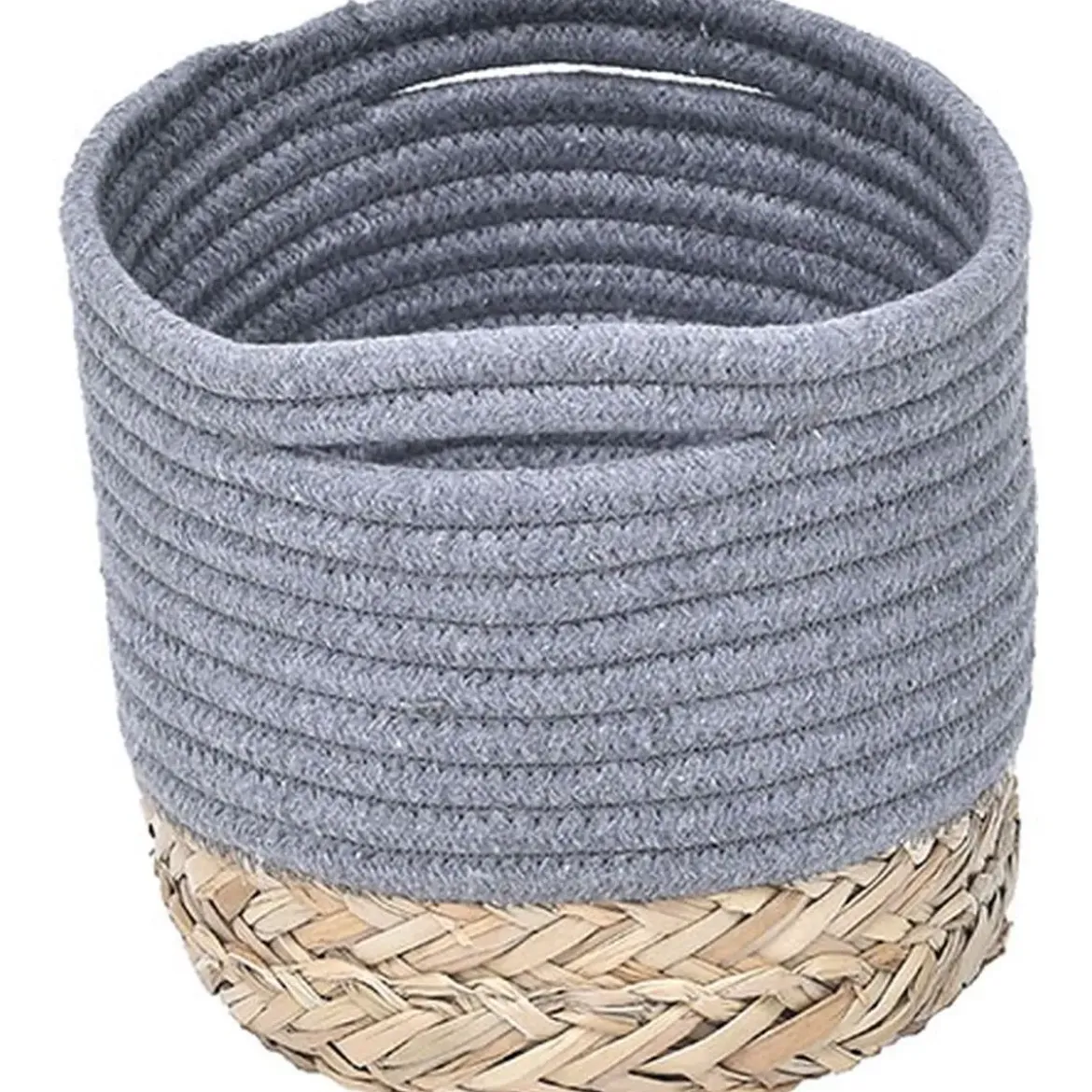 CORBEILLE OVALE PM COTON MATIERE VEGETALE GRIS NATUREL
