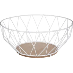 CORBEILLE LOSANGE BLANC 28CM