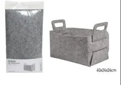 CORBEILLE RANGEMENT FEUTRINE GRIS CLAIR TAILLE L