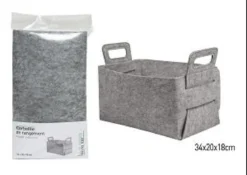 CORBEILLE RANGEMENT FEUTRINE GRIS CLAIR TAILLE M
