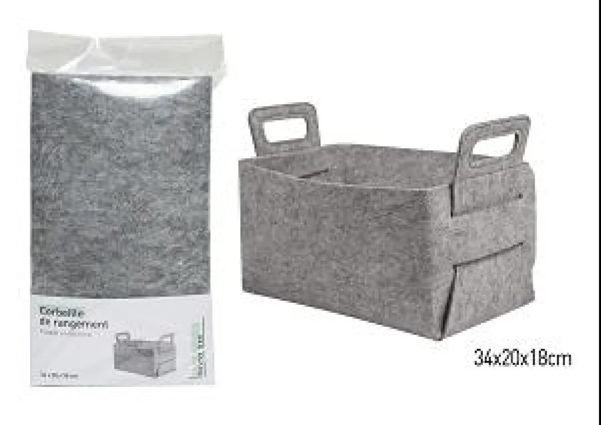 CORBEILLE RANGEMENT FEUTRINE GRIS CLAIR TAILLE M