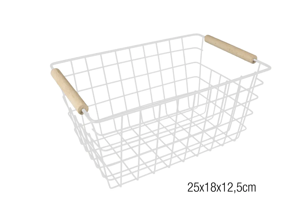 CORBEILLE RANGEMENT METAL BLANC 25X18X12.5CM