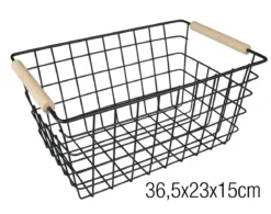 CORBEILLE RANGEMENT METAL NOIR 36.5X23X15CM