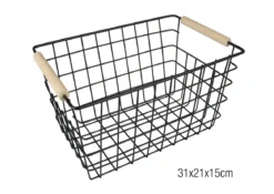 CORBEILLE RANGEMENT METAL NOIR 31X21X15CM