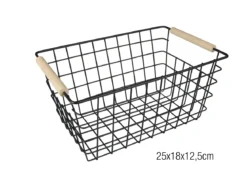 CORBEILLE RANGEMENT METAL NOIR 25X18X12.5CM