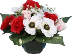 COUPE ANEMONE ROSE ET BOUTON H25CM