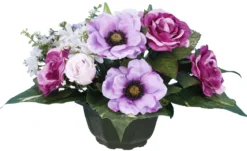 COUPE ANEMONE ROSE ET BOUTON H25CM