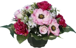 COUPE ANEMONE ROSE ET BOUTON H25CM