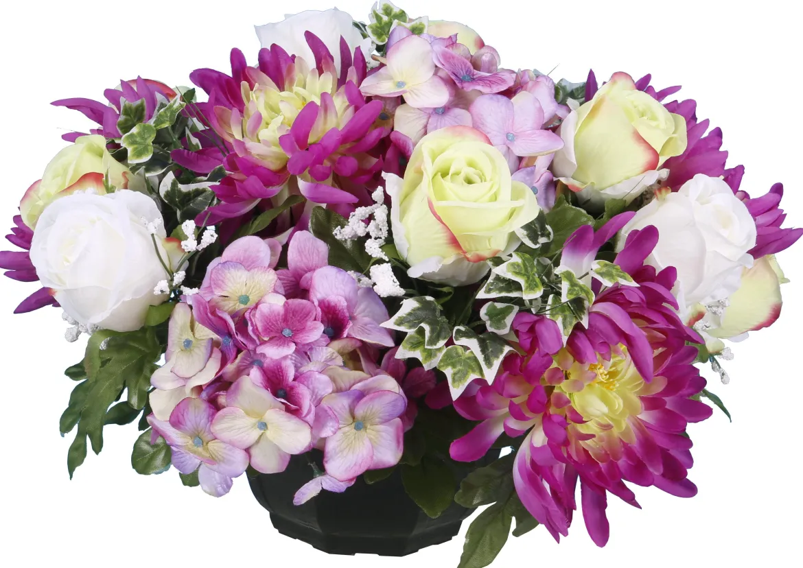 COUPE CHRYSANTHEMES HORTENSIAS