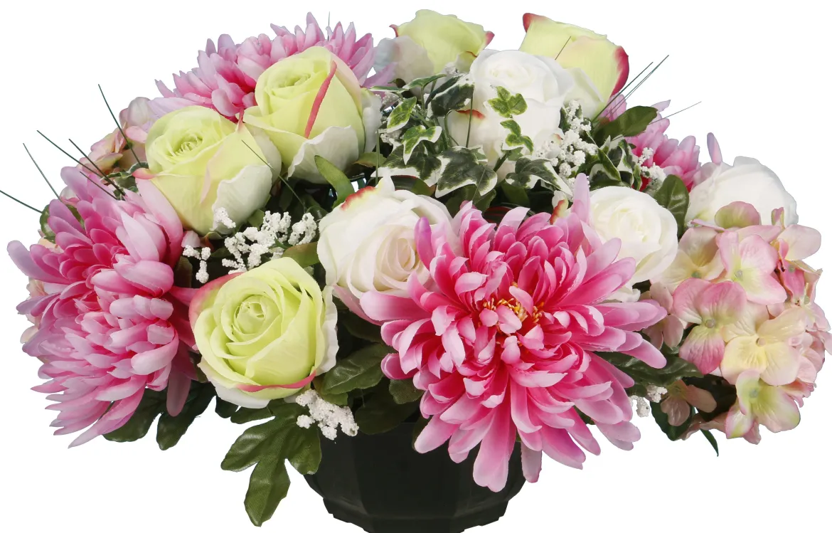 COUPE CHRYSANTHEMES HORTENSIAS
