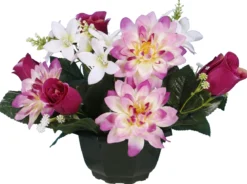 COUPE DAHLIA BOUTON ROSE H28CM ASSORTIS