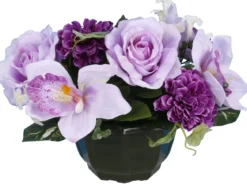 COUPE ROSE ORCHIDEE ZINNIA