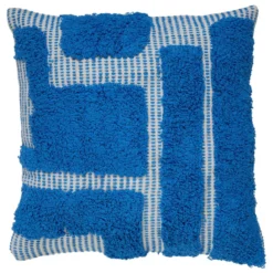 COUSSIN COTON TUFTE POPPY BLEU 50X50CM