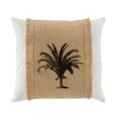 COUSSIN DEHOUSSABLE FRANGES 45X45CM UNI JUTE IMPRIME RICO