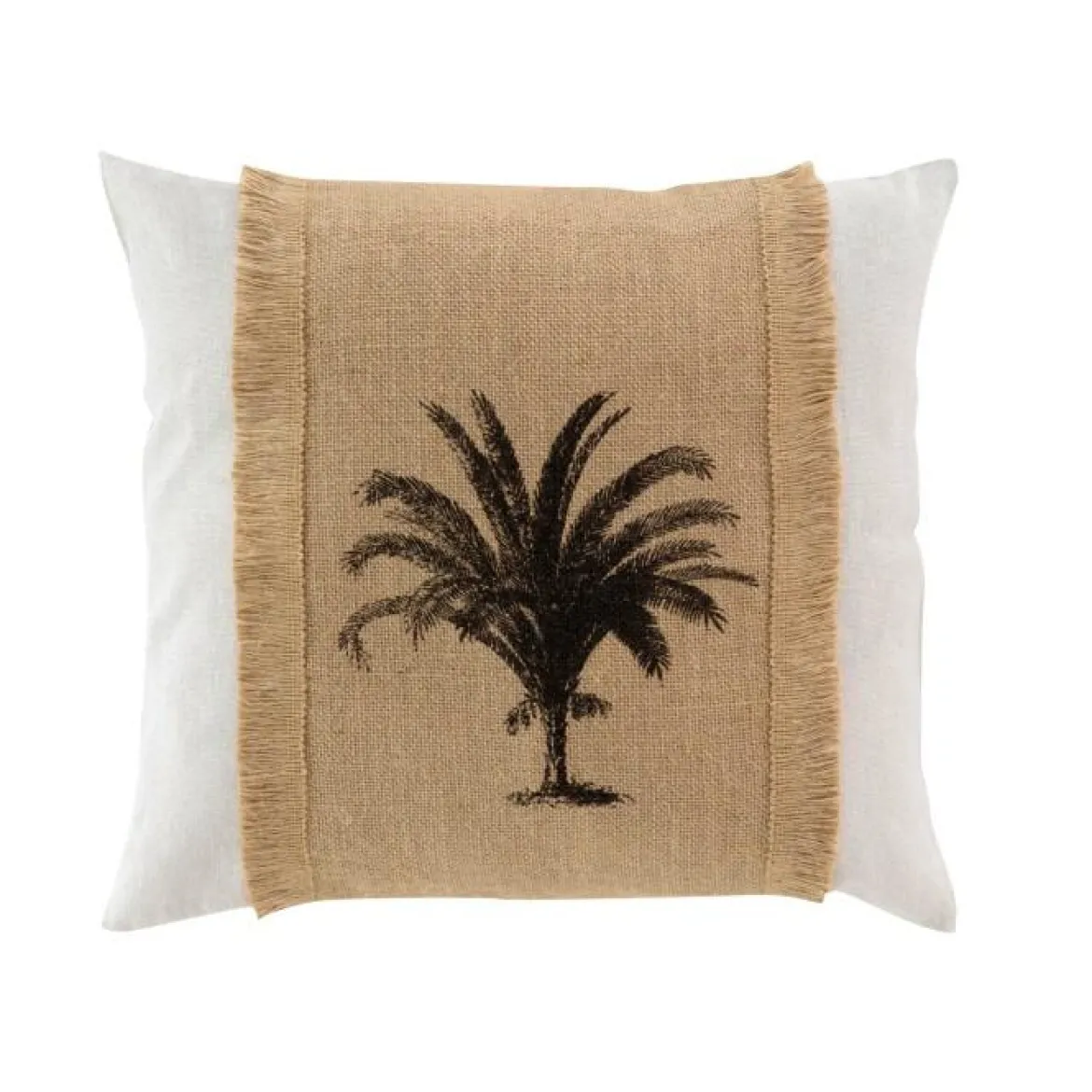 COUSSIN DEHOUSSABLE FRANGES 45X45CM UNI JUTE IMPRIME RICO