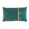 COUSSIN DEHOUSSABLE POMPONS 30X50CM METALLISE ARTCHIC BLEU