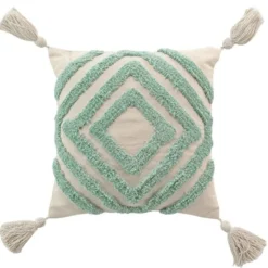 COUSSIN DEHOUSSABLE POMPONS 40X40CM TUFTE ATHENA SAUGE