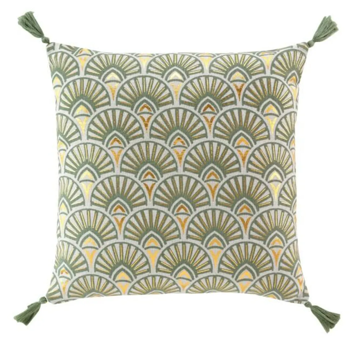 COUSSIN DEHOUSSABLE POMPONS 45X45CM IMPRIME METALLISE ICARE