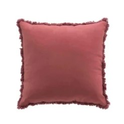COUSSIN FRANGES 45X45CM COTON UNI EVE MARSALA