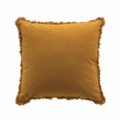 COUSSIN FRANGES 45X45CM COTON UNI EVE CAMEL