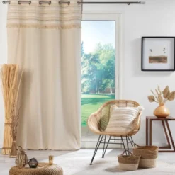 COUSSIN FRANGES 40X40CM COTON ATLAS NATUREL