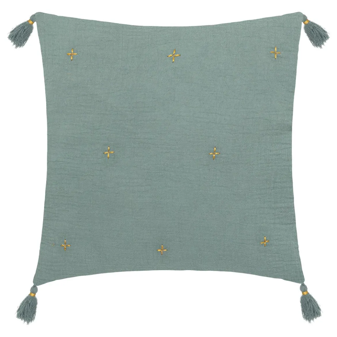 COUSSIN GAZE BRODE OR CELADON 40X40CM