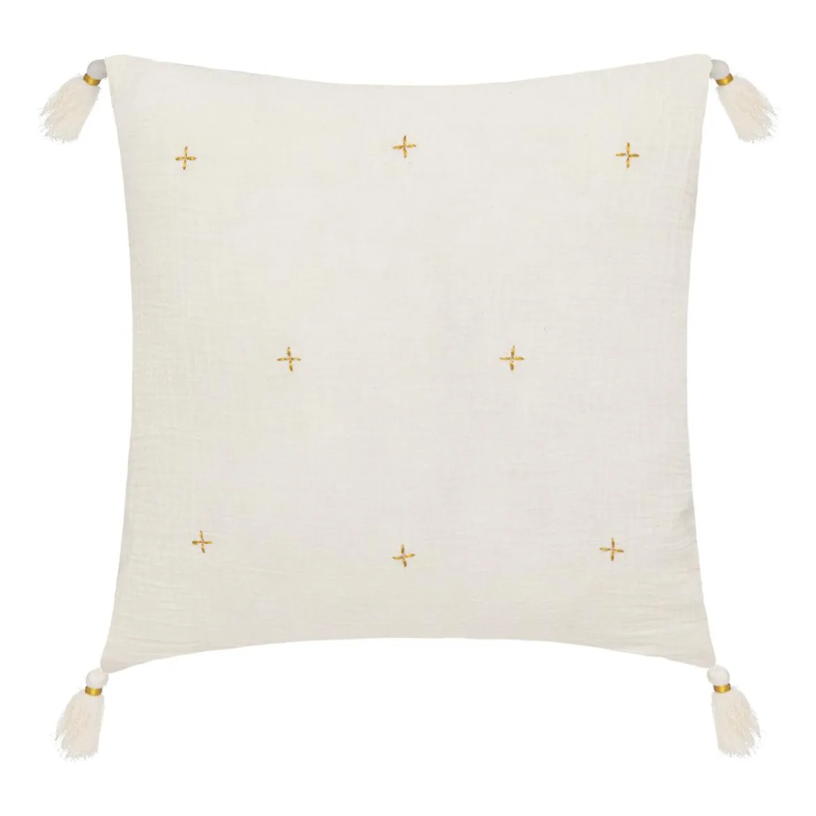 COUSSIN GAZE BRODE OR IVOIRE 40X40CM