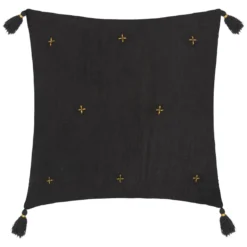 COUSSIN GAZE COTON BRODE OR GRIS FONCE 40X40CM