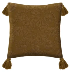COUSSIN MOTIF BRODE NIGHT MOUTARDE 40X40CM
