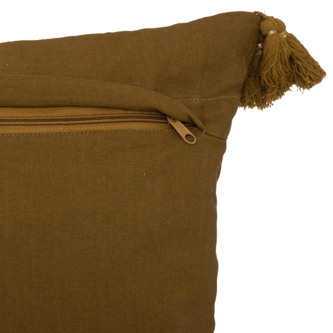 COUSSIN MOTIF BRODE NIGHT MOUTARDE 40X40CM