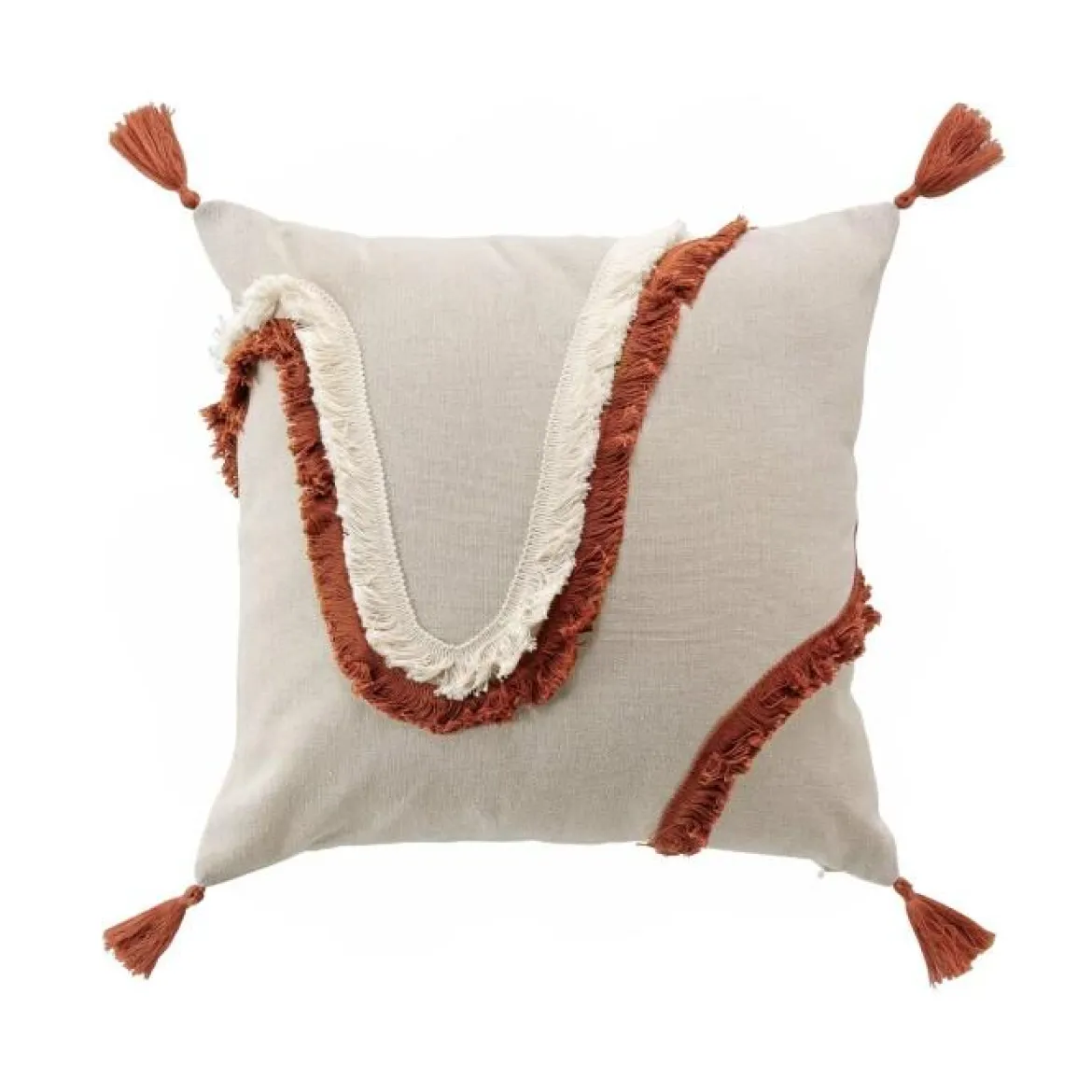 COUSSIN POMPON 40X40CM FANTAISIE MALORY TERRACOTA