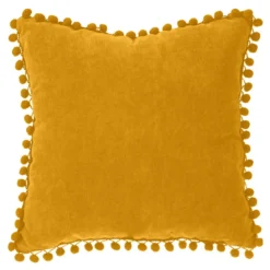 COUSSIN POMPONS OCRE 40X40CM