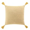 COUSSIN POMPONS 40X40CM COTON TISSE LOUISETTE JAUNE