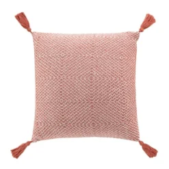 COUSSIN POMPONS 40X40CM COTON TISSE LOUISETTE TERRACOTTA