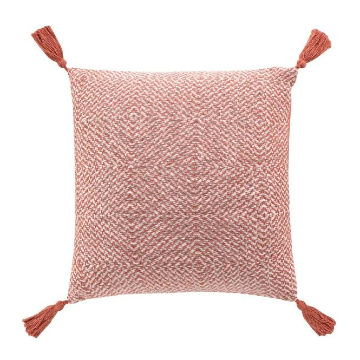 COUSSIN POMPONS 40X40CM COTON TISSE LOUISETTE TERRACOTTA
