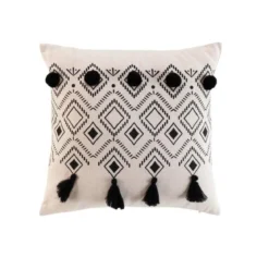 COUSSIN POMPONS 40X40CM IMPRIME NALIKA