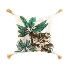 COUSSIN POMPONS 40X40CM IMPRIME BALINESIA